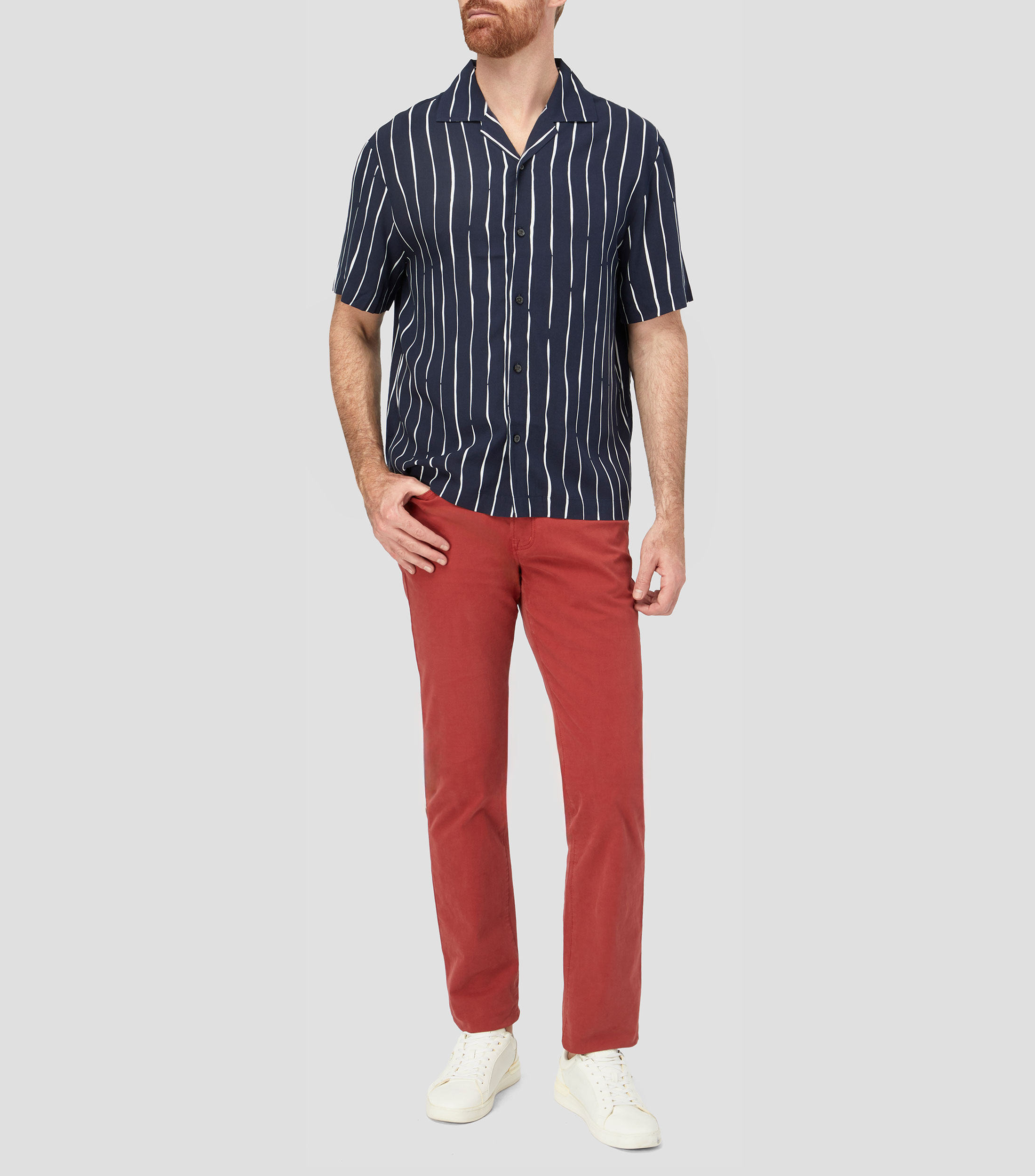 Camisa con rayas manga corta Hombre